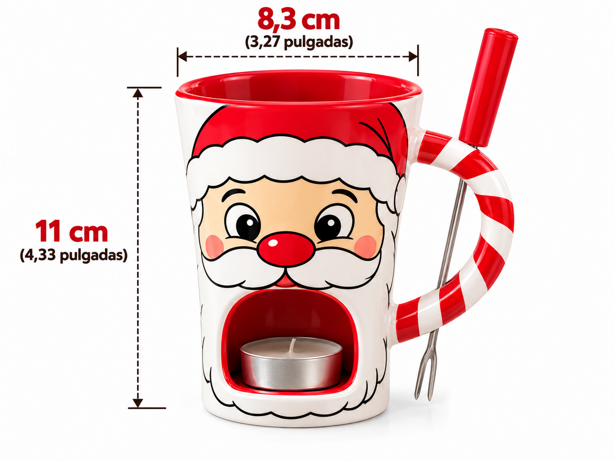 Infografía 3: Dimensiones de la taza Santa Claus, 11 por 8,3 centímetros